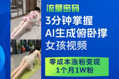 3分钟掌握AI生成俯卧撑女孩视频，零成本涨粉变现，1个月1W粉福源云-中创网_分享创业资讯_福源创业网,中创网,冒泡创业网,中赚网论坛_中创网福源创业网,中创网,冒泡创业网,中赚网论坛中创网了最新的创业项目，副业赚钱，助力网络赚钱创业,中赚网!福源云项目网