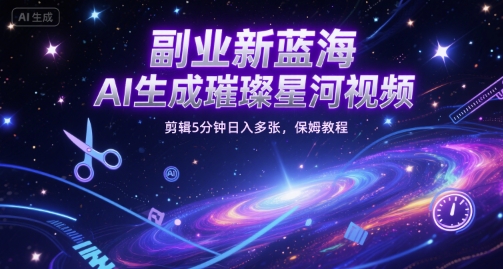 副业新蓝海，AI生成璀璨星河视频，剪辑5分钟日入多张，保姆教程福源云-中创网_分享创业资讯_福源创业网,中创网,冒泡创业网,中赚网论坛_中创网福源创业网,中创网,冒泡创业网,中赚网论坛中创网了最新的创业项目，副业赚钱，助力网络赚钱创业,中赚网!福源云项目网