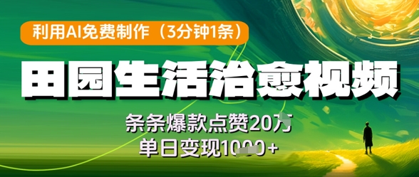 利用AI免费制作田园生活治愈视频，条条爆款点赞20W，单日变现几张福源云-中创网_分享创业资讯_福源创业网,中创网,冒泡创业网,中赚网论坛_中创网福源创业网,中创网,冒泡创业网,中赚网论坛中创网了最新的创业项目，副业赚钱，助力网络赚钱创业,中赚网!福源云项目网