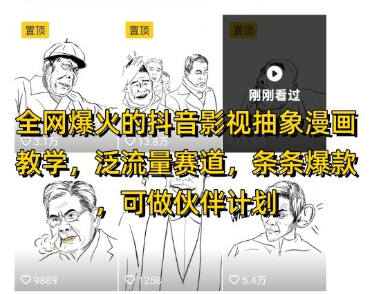 全网爆火的抖音影视抽象漫画教学，泛流量赛道，条条爆款，可做抖音伙伴计划视频号分成等福源云-中创网_分享创业资讯_福源创业网,中创网,冒泡创业网,中赚网论坛_中创网福源创业网,中创网,冒泡创业网,中赚网论坛中创网了最新的创业项目，副业赚钱，助力网络赚钱创业,中赚网!福源云项目网