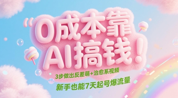 0成本靠AI搞钱！3步做出反差萌+治愈系视频，新手也能7天起号爆流量福源云-中创网_分享创业资讯_福源创业网,中创网,冒泡创业网,中赚网论坛_中创网福源创业网,中创网,冒泡创业网,中赚网论坛中创网了最新的创业项目，副业赚钱，助力网络赚钱创业,中赚网!福源云项目网