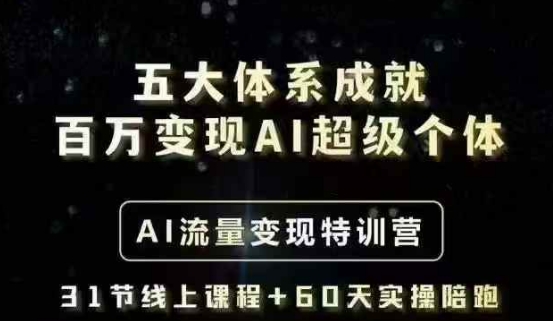 五大体系成就百万变现AI超级个体- AI流量变现特训营，一步一步教你一个人怎么年入百W福源云-中创网_分享创业资讯_福源创业网,中创网,冒泡创业网,中赚网论坛_中创网福源创业网,中创网,冒泡创业网,中赚网论坛中创网了最新的创业项目，副业赚钱，助力网络赚钱创业,中赚网!福源云项目网