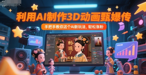 利用AI制作3D动画甄嬛传，流量爆了，手把手教你这个AI新玩法，轻松涨粉福源云-中创网_分享创业资讯_福源创业网,中创网,冒泡创业网,中赚网论坛_中创网福源创业网,中创网,冒泡创业网,中赚网论坛中创网了最新的创业项目，副业赚钱，助力网络赚钱创业,中赚网!福源云项目网