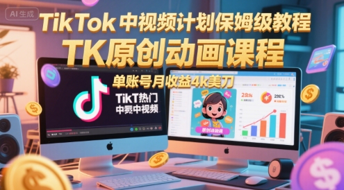 TikTok中视频计划保姆级教程，TK原创动画课程，单账号月收益4k美刀福源云-中创网_分享创业资讯_福源创业网,中创网,冒泡创业网,中赚网论坛_中创网福源创业网,中创网,冒泡创业网,中赚网论坛中创网了最新的创业项目，副业赚钱，助力网络赚钱创业,中赚网!福源云项目网