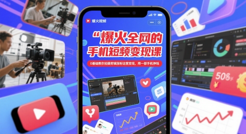 爆火全网的手机短视频变现课，0基础教你拍摄剪辑涨粉运营变现，用一部手机挣钱福源云-中创网_分享创业资讯_福源创业网,中创网,冒泡创业网,中赚网论坛_中创网福源创业网,中创网,冒泡创业网,中赚网论坛中创网了最新的创业项目，副业赚钱，助力网络赚钱创业,中赚网!福源云项目网