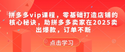 拼多多vip课程，零基础打造店铺的核心秘诀，助拼多多卖家在2025卖出爆款，订单不断福源云-中创网_分享创业资讯_福源创业网,中创网,冒泡创业网,中赚网论坛_中创网福源创业网,中创网,冒泡创业网,中赚网论坛中创网了最新的创业项目，副业赚钱，助力网络赚钱创业,中赚网!福源云项目网