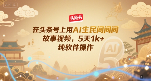 在头条号上用AI生民间故事视频，5天1k+，纯软件操作福源云-中创网_分享创业资讯_福源创业网,中创网,冒泡创业网,中赚网论坛_中创网福源创业网,中创网,冒泡创业网,中赚网论坛中创网了最新的创业项目，副业赚钱，助力网络赚钱创业,中赚网!福源云项目网