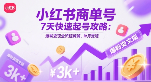 小红书商单号7天快速起号攻略：爆粉变现全流程拆解，单月变现3k+福源云-中创网_分享创业资讯_福源创业网,中创网,冒泡创业网,中赚网论坛_中创网福源创业网,中创网,冒泡创业网,中赚网论坛中创网了最新的创业项目，副业赚钱，助力网络赚钱创业,中赚网!福源云项目网