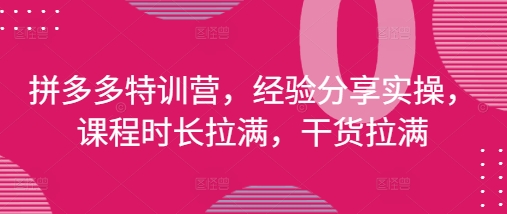 拼多多特训营，经验分享实操，课程时长拉满，干货拉满(更新25年4月)福源云-中创网_分享创业资讯_福源创业网,中创网,冒泡创业网,中赚网论坛_中创网福源创业网,中创网,冒泡创业网,中赚网论坛中创网了最新的创业项目，副业赚钱，助力网络赚钱创业,中赚网!福源云项目网