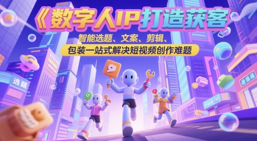 数字人IP打造获客变现实操课，智能选题、文案、剪辑、包装一站式解决短视频创作难题福源云-中创网_分享创业资讯_福源创业网,中创网,冒泡创业网,中赚网论坛_中创网福源创业网,中创网,冒泡创业网,中赚网论坛中创网了最新的创业项目，副业赚钱，助力网络赚钱创业,中赚网!福源云项目网