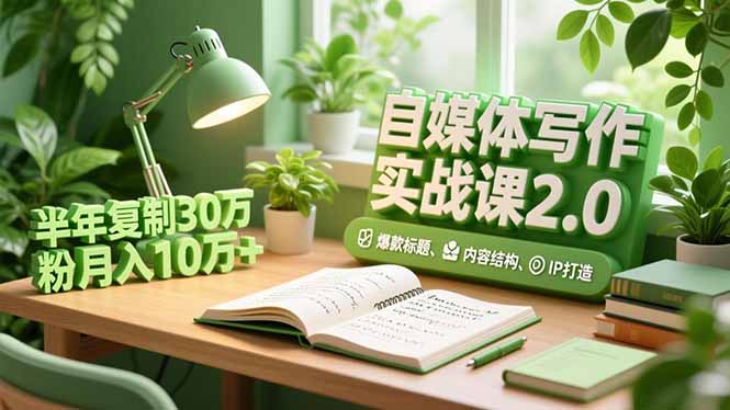 (16734期)自媒体写作实战课2.0,爆款标题、内容结构、IP打造,半年复制30万粉月入10万+
