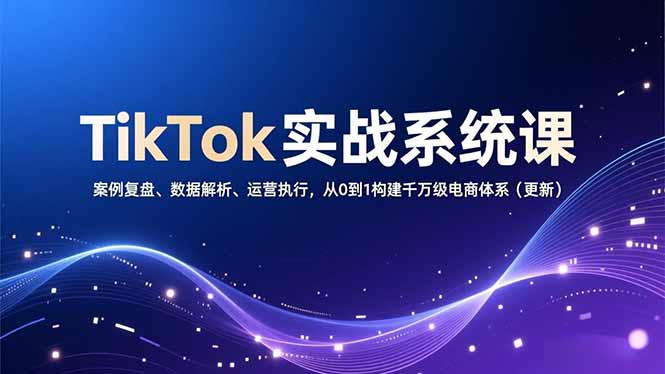 (16918期)TikTok实战系统课,案例复盘、数据解析、运营执行,从0到1构建千万级电商体系(更新)
