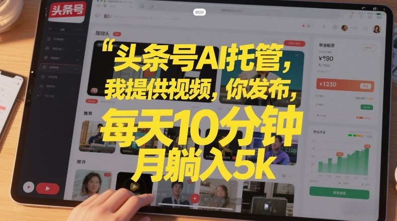 头条号AI托管,我提供视频,你发布,每天10分钟,月躺入5k+