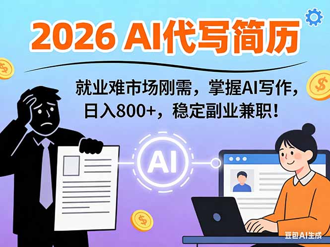 (17119期)AI代写简历,超暴利,用万能模板月入1-3万实战教程,2026年市场刚需!