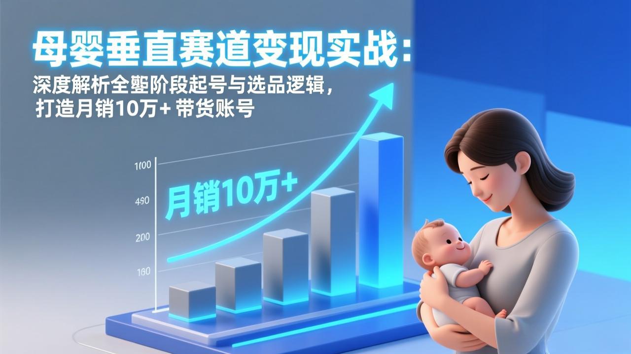 (17233期)母婴垂直赛道变现实战:深度解析三大阶段起号与选品逻辑,打造月销10万+带货账号