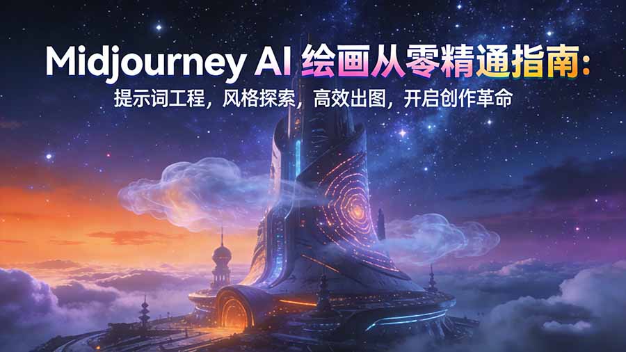 (17118期)Midjourney AI绘画从零精通指南:提示词工程,风格探索,高效出图,开启创作革命