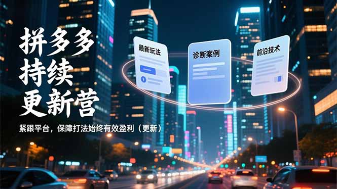 (16987期)拼多多持续更新营,最新玩法、诊断案例、前沿技术,紧跟平台,保障打法始终有效盈利(更新)