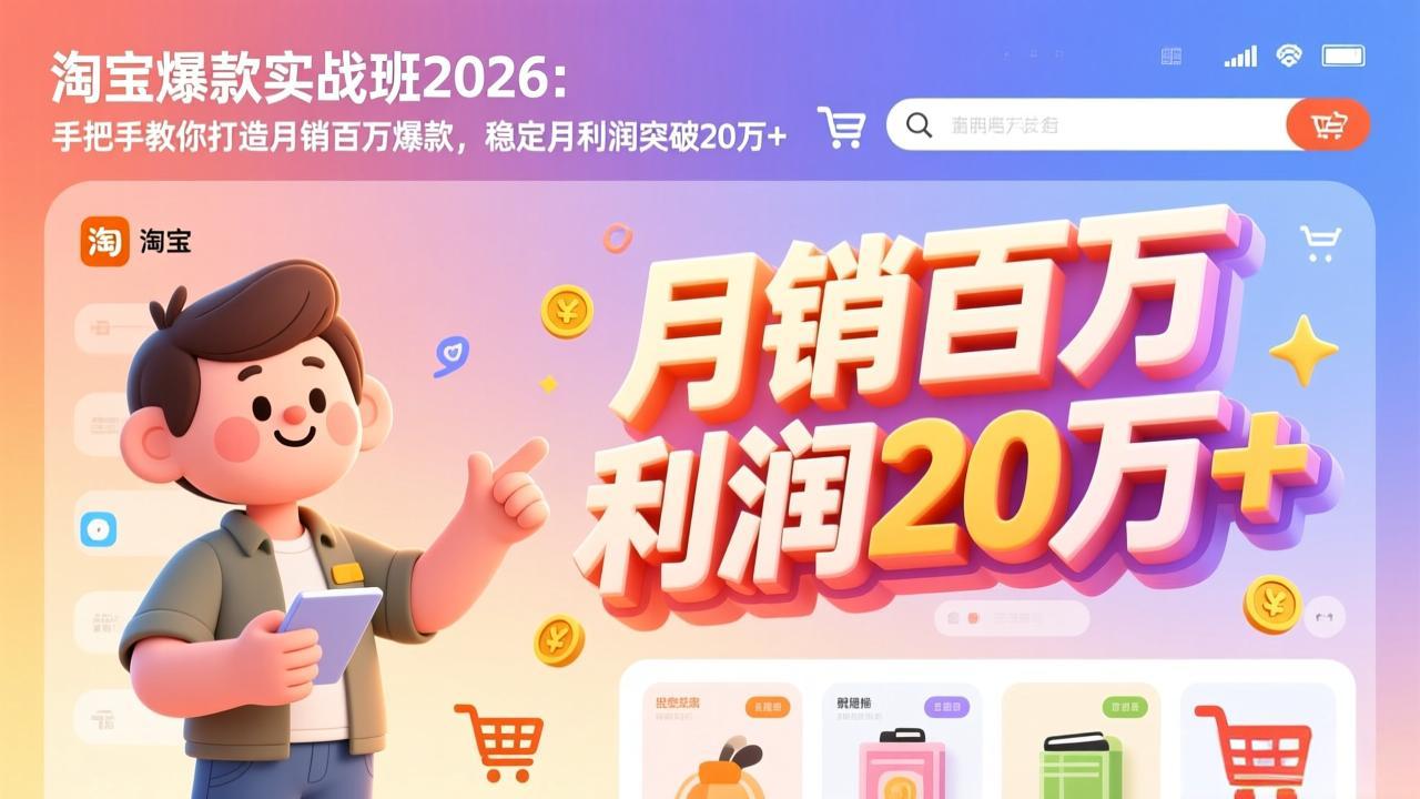 (17401期)淘宝爆款实战班-2026年2月更新:手把手教你打造月销百万爆款,稳定月利润突破20万+