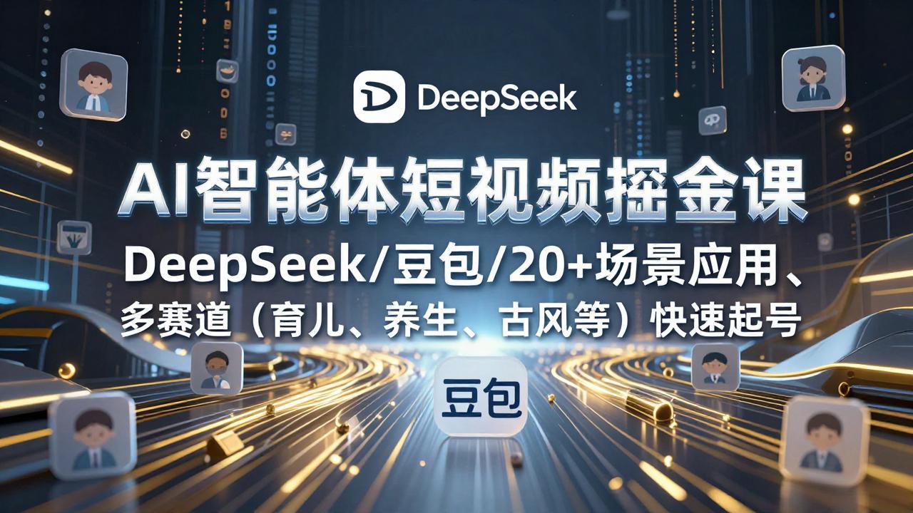 (17365期)AI智能体短视频掘金课,DeepSeek/豆包/20+场景应用、多赛道(育儿、养生、古风等)快速起号