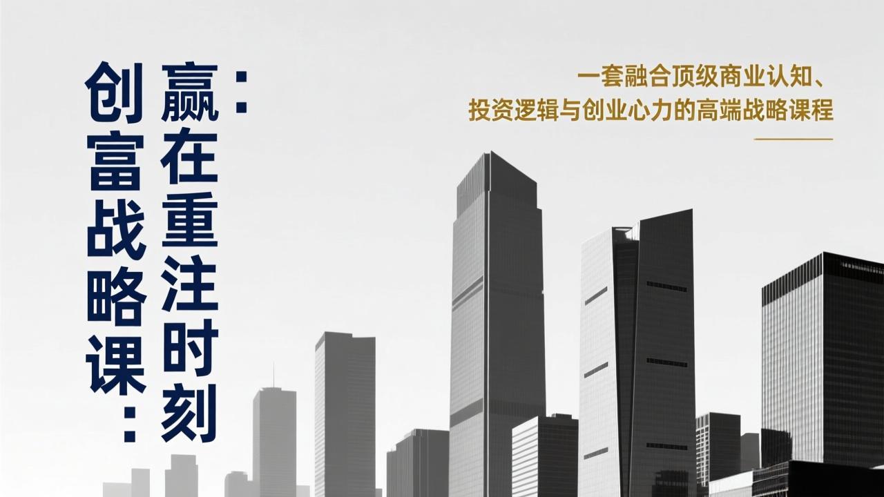 (17337期)《创富战略课:赢在重注时刻》一套融合顶级商业认知、投资逻辑与创业心力的高端战略课程