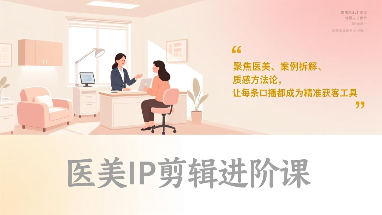 (17303期)医美IP剪辑进阶课,聚焦医美、案例拆解、质感方法论,让每条口播都成为精准获客工具