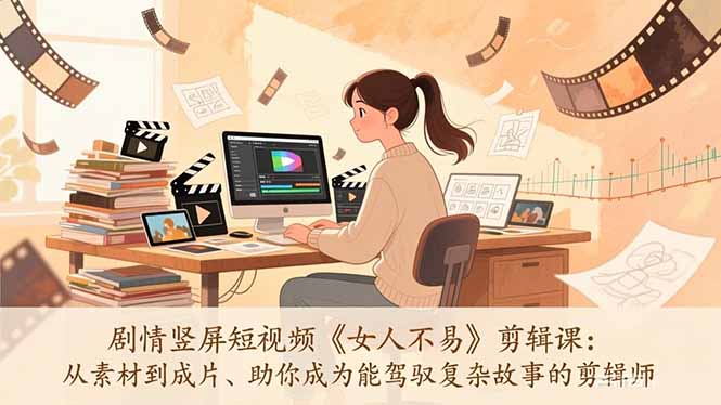 (17305期)剧情竖屏短视频《女人不易》剪辑课:从素材到成片、助你成为能驾驭复杂故事的剪辑师