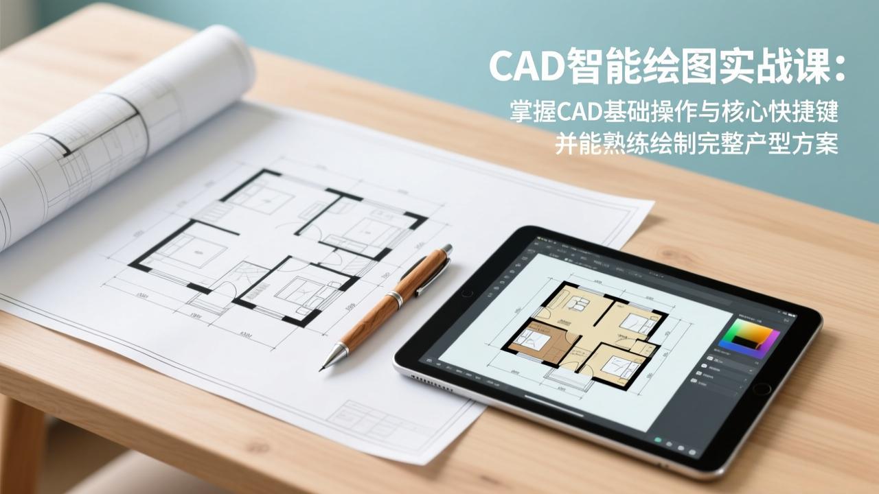 (17348期)CAD智能绘图实战课:掌握CAD基础操作与核心快捷键,并能熟练绘制完整户型方案