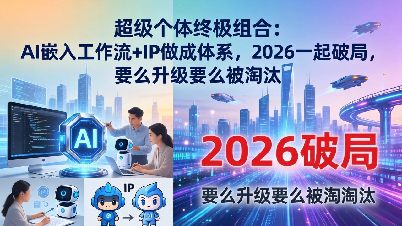 (17808期)超级个体终极组合-更新:AI嵌入工作流+IP做成体系,2026一起破局,要么升级要么被淘汰