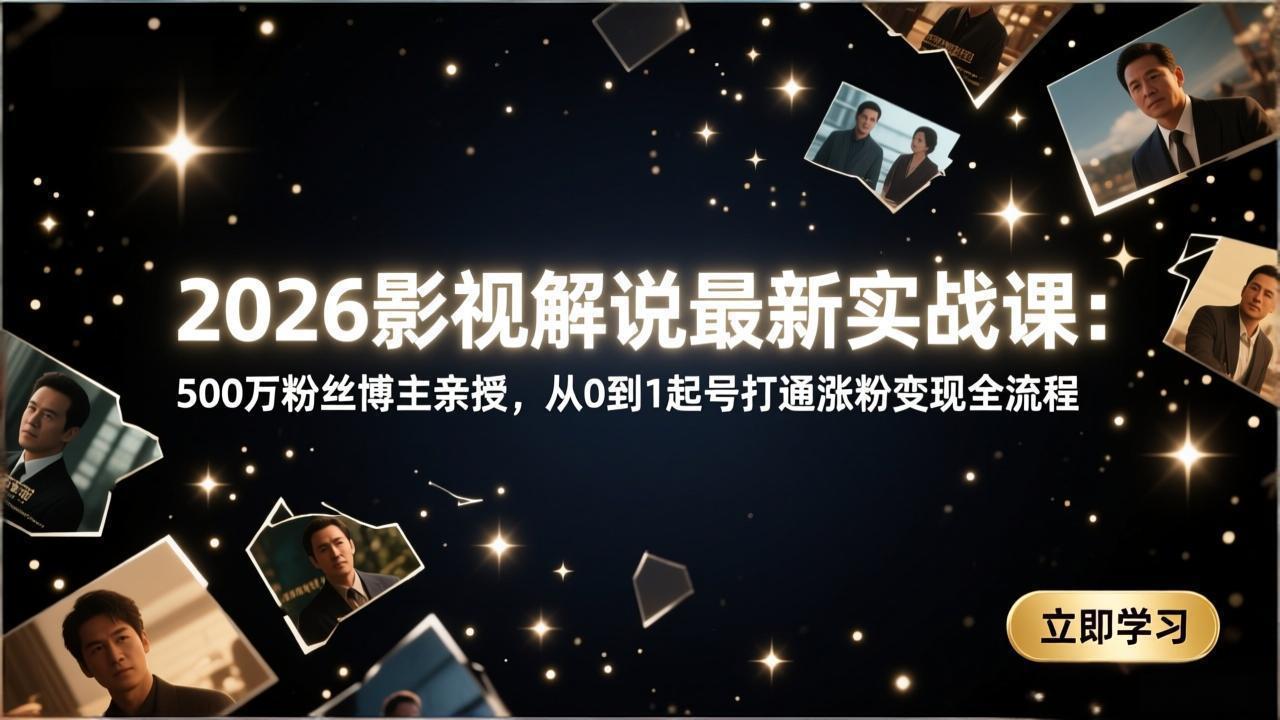 (17530期)2026影视解说最新实战课:500万粉丝博主亲授,从0到1起号打通涨粉变现全流程