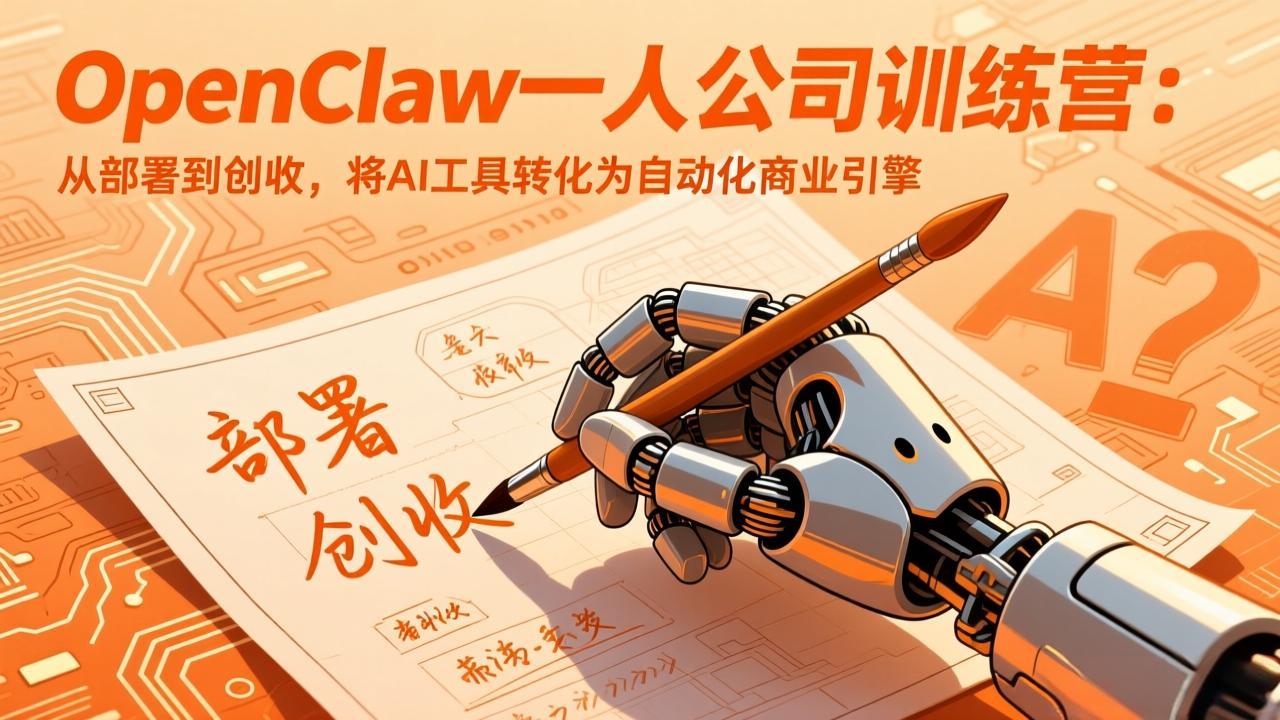 (17540期)OpenClaw一人公司训练营:从部署到创收,将AI工具转化为自动化商业引擎
