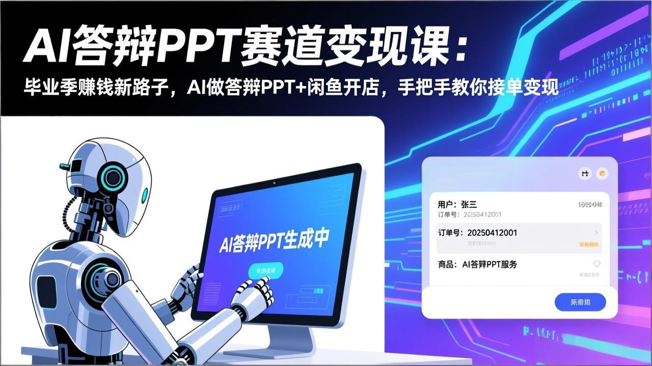 (17546期)AI答辩PPT赛道变现课:毕业季赚钱新路子,AI做答辩PPT+闲鱼开店,手把手教你接单变现