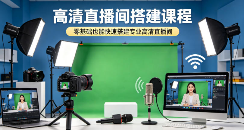 高清直播间搭建课程,零基础也能快速搭建专业高清直播间