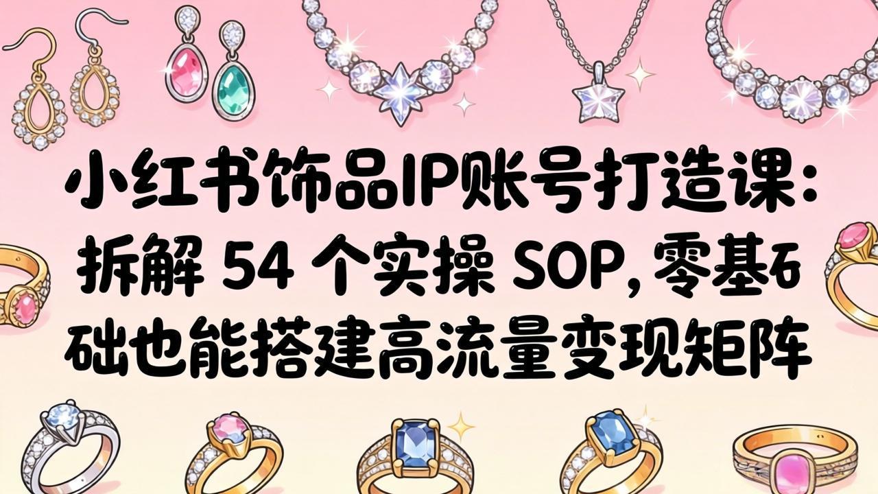 (18101期)小红书饰品IP账号打造课:拆解 54 个实操 SOP,零基础也能搭建高流量变现矩阵