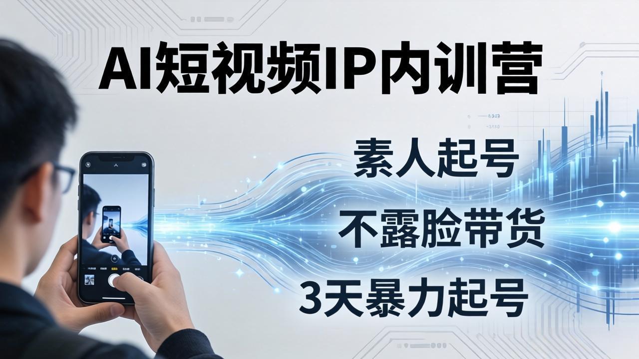 (17852期)2026AI短视频IP内训营:从素人起号到不露脸带货,3天暴力起号全流程拆解