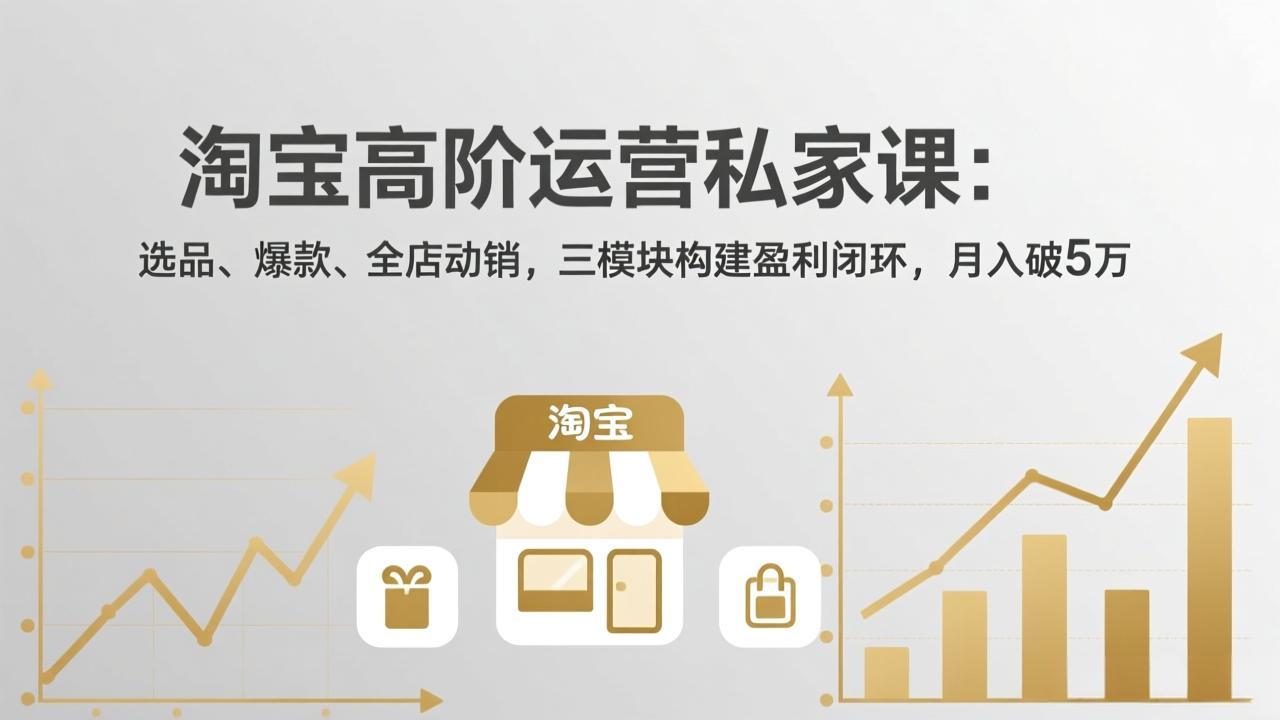 (18095期)淘宝高阶运营私家课(更新26年4月18):选品、爆款、全店动销,三模块构建盈利闭环,月入破5万