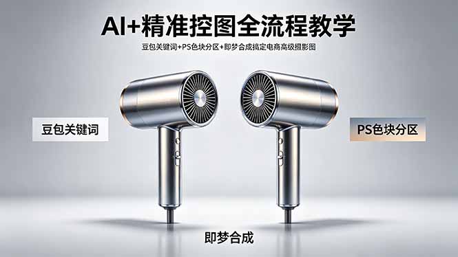 (18331期)AI+精准控图全流程教学 豆包关键词+PS色块分区+即梦合成搞定电商高级摄影图