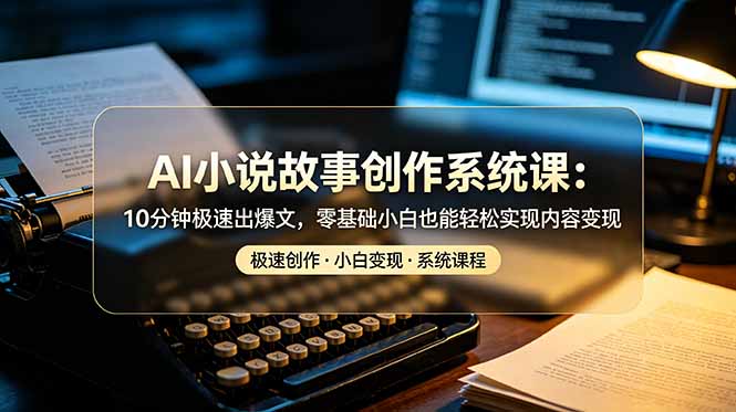 (19053期)AI小说故事创作系统课:10分钟极速出爆文,零基础小白也能轻松实现内容变现