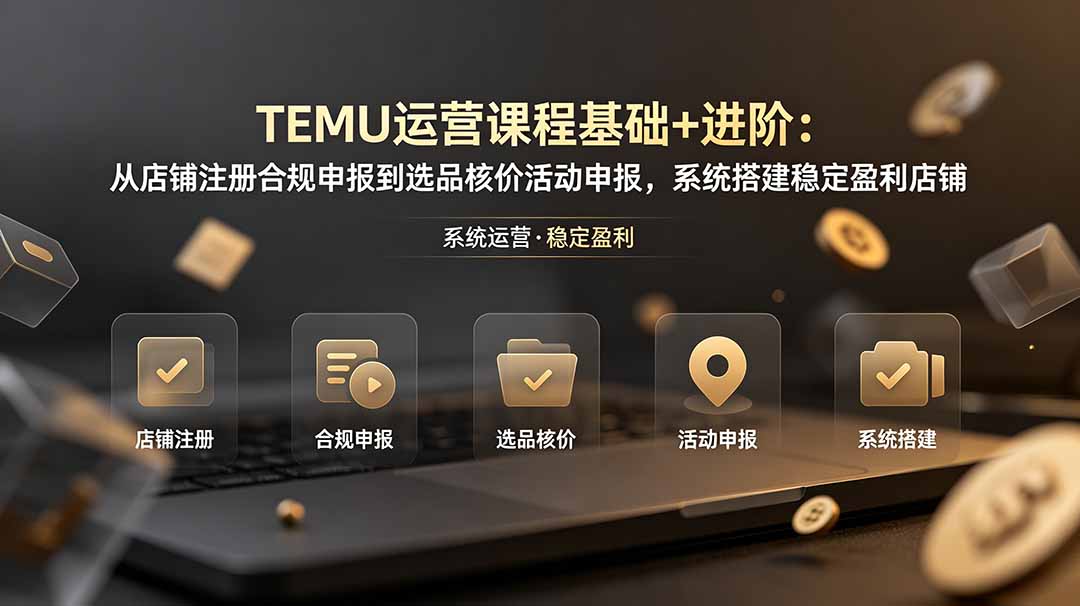 (19081期)TEMU运营课程(基础+进阶):从店铺注册合规申报到选品核价活动申报,系统搭建稳定盈利店铺